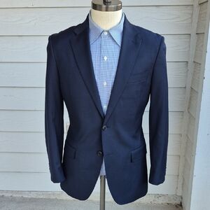 THESE GLORY DAYS Bespoke Solid Dark Navy Wool Blend Sz 40 R Mens Sport Coat